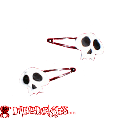 Witte skull haarschuifjes